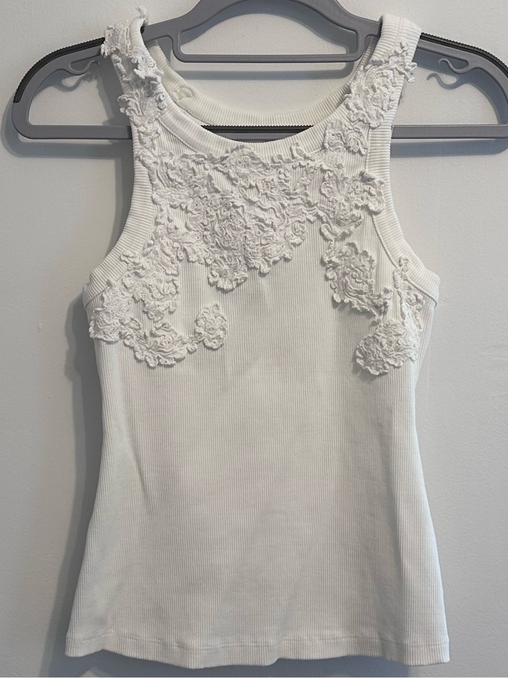 Anthropologie White Lace Appliqué Camisole